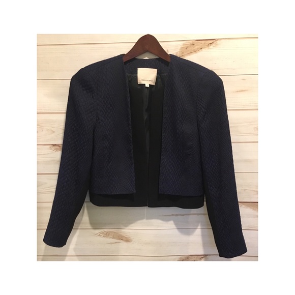 Rebecca Taylor Jackets & Blazers - Rebecca Taylor Blue Textured Cropped Blazer